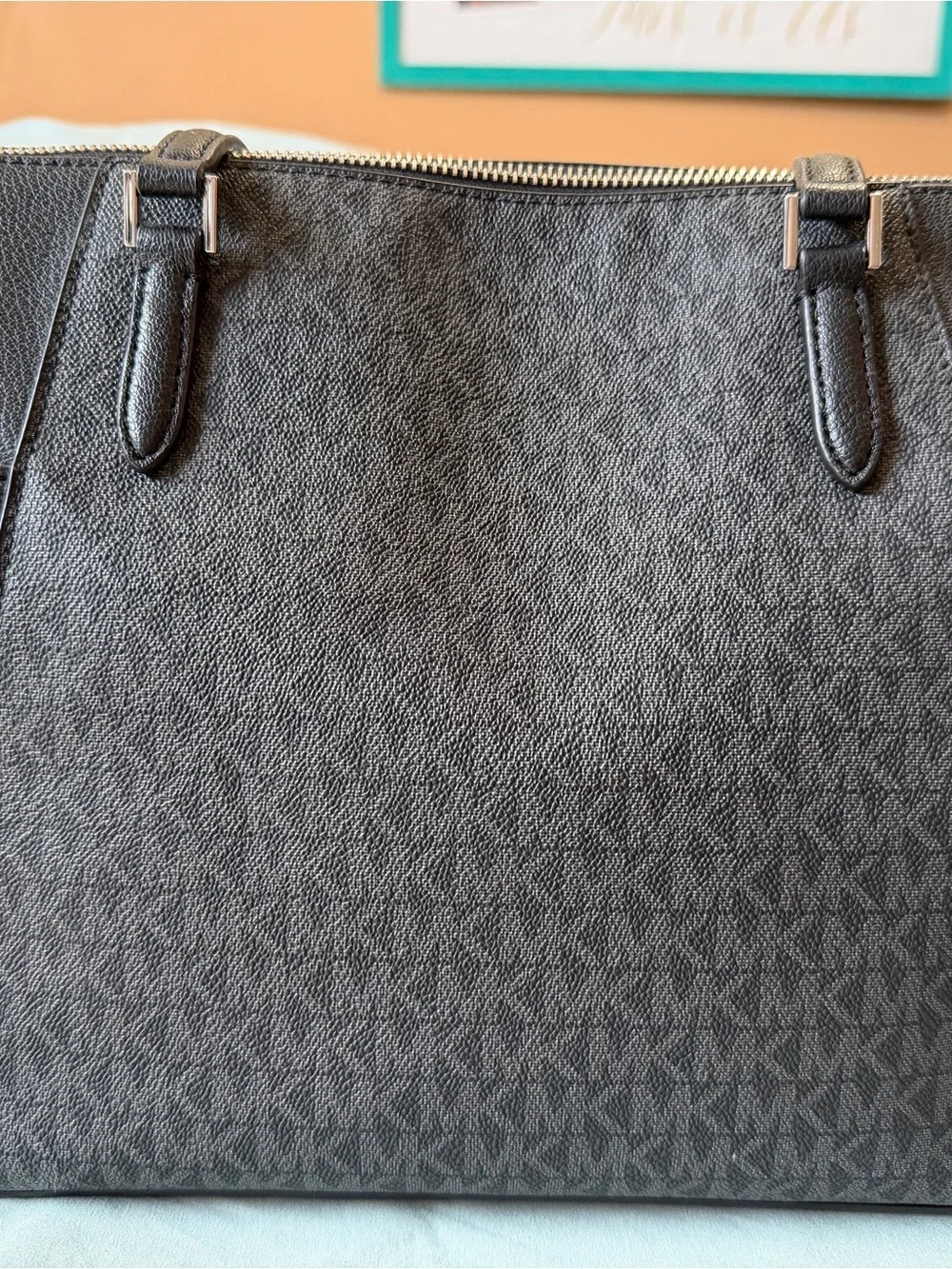 Michael Kors Black Signature Tote with MK Charm